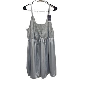 Cacique Women 26/28 Babydoll Lingerie Gray 2-Piece Set 3X / 4X New Tags